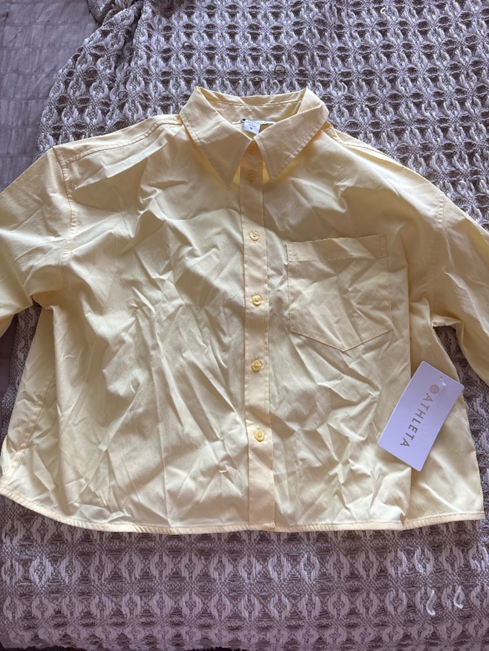 Athleta  Button-Up Shirt Soft Butter Yellow